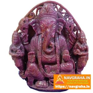 Ruby Ganesha Idol 7 Inch – Hand-Carved Natural Ruby Gemstone Spiritual Statue – Navgraha.in