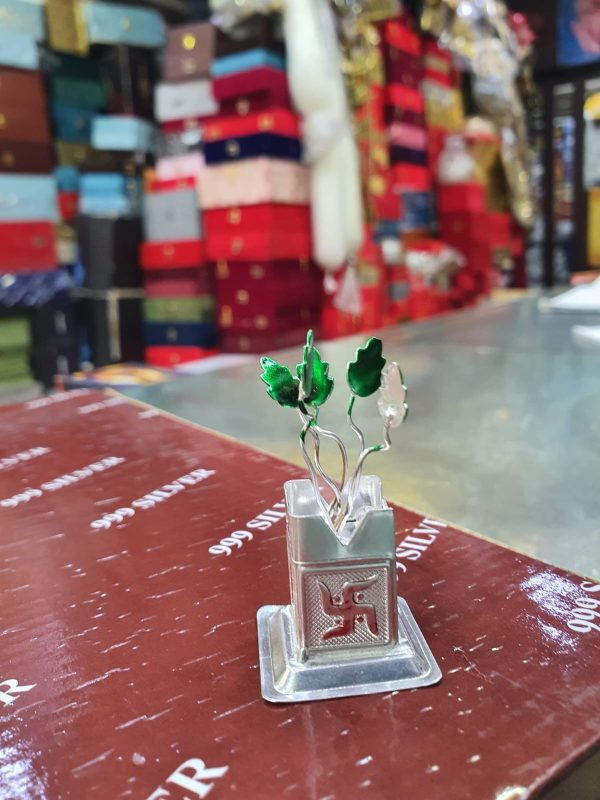 German Silver Tulsi Plant Holy Basil Decorative Figurine – Navgraha.in