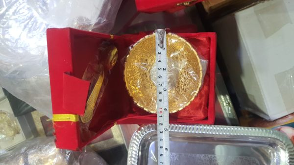 Gold Plated German Silver Bowl with Spoon – Navgraha.in - Image 4
