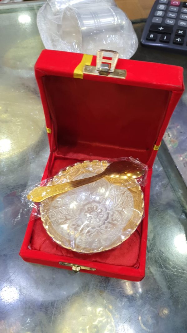 Gold Plated German Silver Bowl with Spoon – Navgraha.in