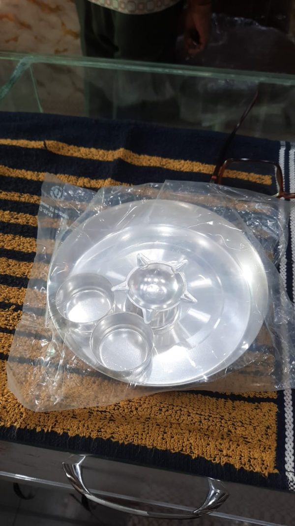 Metal Silver Plated Handmade Pooja Plate Thali 5 Inch – Navgraha.in