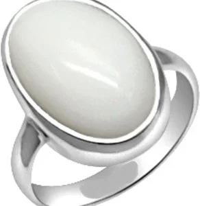 Moonga White Coral Natural Oval 5 Carat Silver Ring – Premium Safed Moonga Gemstone Jewelry – Navgraha.in