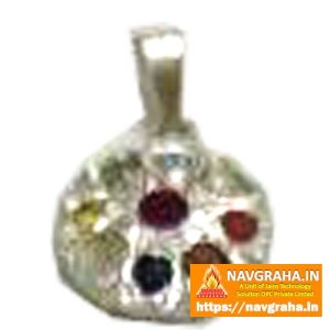 Navgraha Locket Silver Round Shape with Natural Stones – Navgraha.in
