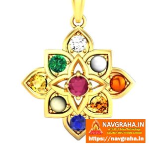Navgraha Locket Gold Plated Silver Designer Shape with Natural Stones – Navgraha.in