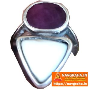 Ruby White Coral Silver Ring - Navgraha.in