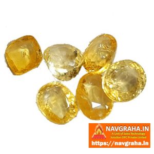 Siloni Yellow Sapphire Natural Pukhraj Dark Yellow 3 Carat to 7 Carat - Navgraha.in