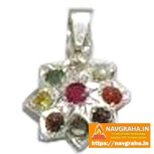 Navgraha Silver Designer Locket with Natural Stones – Unique Shape, 925 Sterling Gemstone Pendant – Navgraha.in