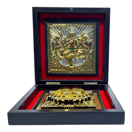 Sri Gala Lakshmi Mataji Gold Plated Charan Box Corporate Gift 4 x 4 inch