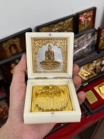 24K Gold Plated Mahavir Swami Charan Paduka Religious Frame 3x3 Inch – Navgraha.in