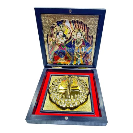 ISKCON Sri Radhe Shyam   Charan Padhukas Corporate Gift Box 4 x 4 inch