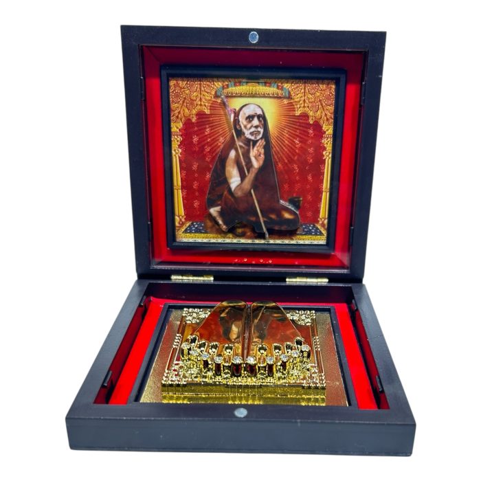 Kanchi Mahaperiyava Sri Sankaracharya Gold-Plated Padam Box 4 x 4 inch - Image 1