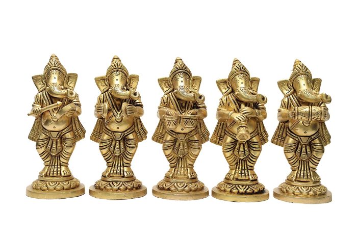 Lord Ganesha Musical Brass Set Idol Medium  Idol | Deity Idol Exclusive Collection - Image 1