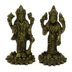 Vishnu Lakshmi on Kamal Brass Collectible | Handcrafted Deity Statue for Home Temple & Divine Blessings