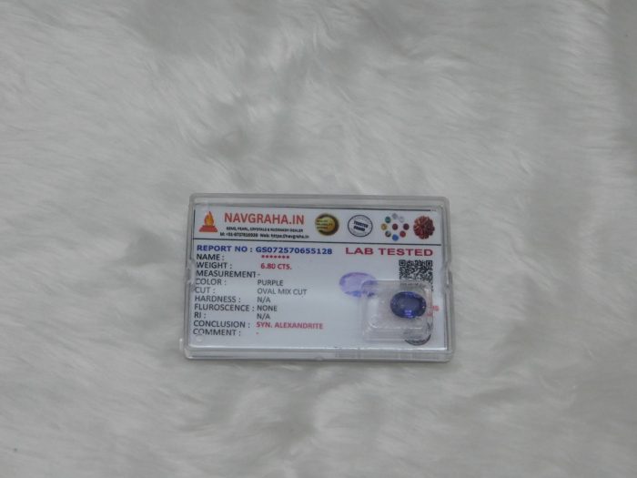 Alexandrite Synthetic 6.80 Ct Navgraha Certified - Navgraha - Image 4