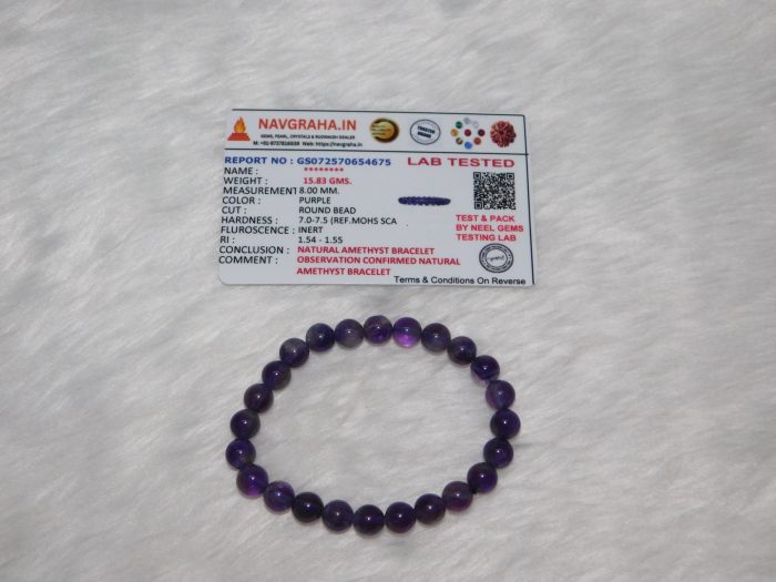 Amethyst Bracelet 8 MM Navgraha Certified - Navgraha - Image 4