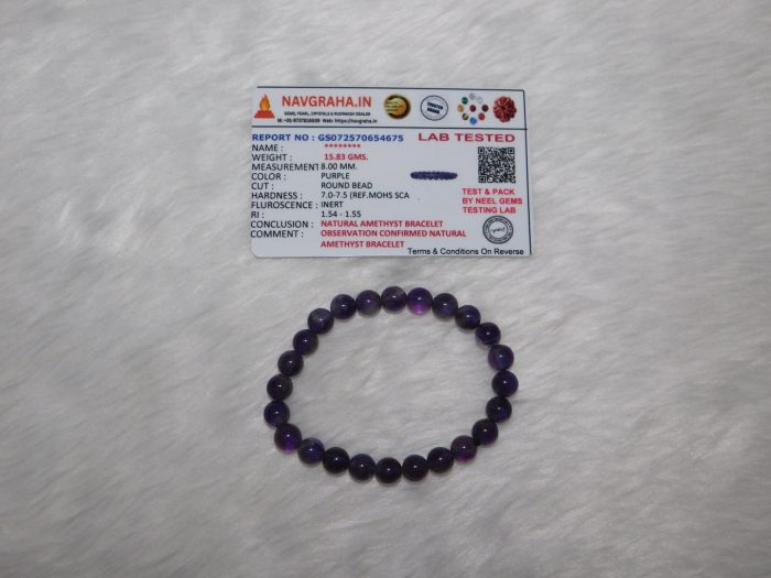 Amethyst Bracelet 8 MM Navgraha Certified - Navgraha - Image 2