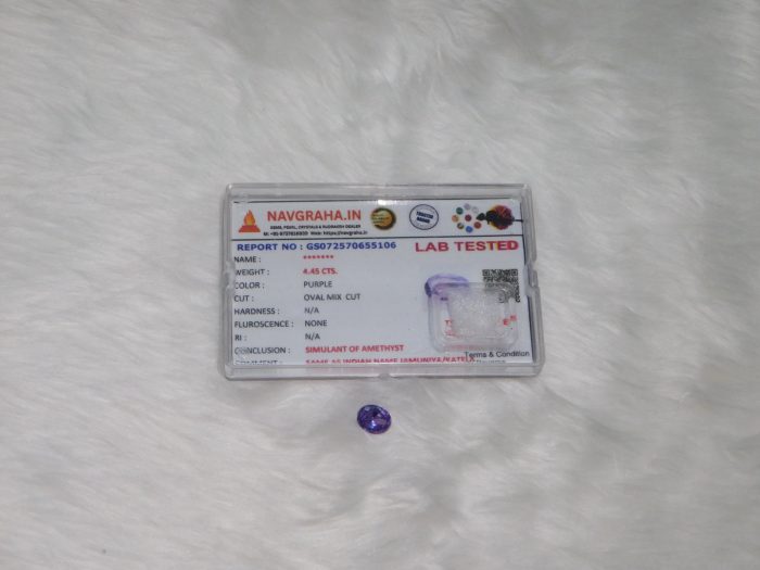 Amethyst Simulant 4.45 Ct Navgraha Certified - Navgraha - Image 3