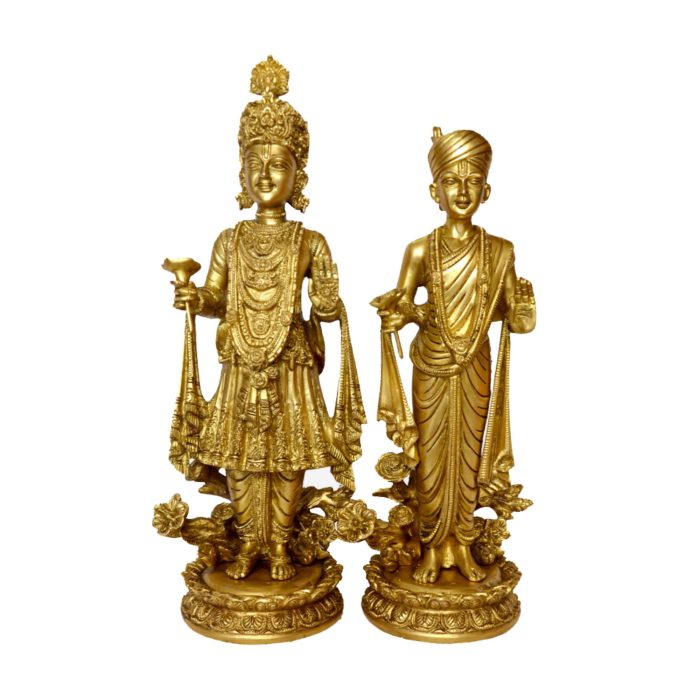 Swami Narayan (Shri Shajanand Swami ) and (Pujya Akshar Murti) Shri Gunatinadan Swami.(BAPS) Brass collectible handicraft art by BHRAT  Idol | Deity Idol Exclusive Collection - Image 1