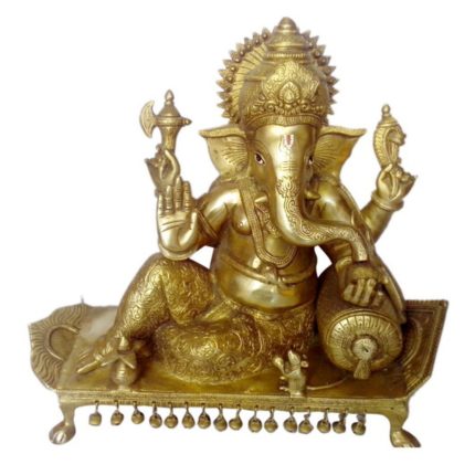 Lord Ganesha On Pillow Brass Idol | Deity Idol Exclusive Collection