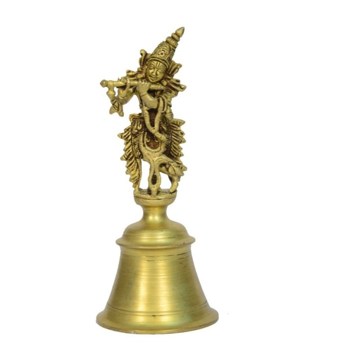 Bell With Krishna Brass Collectible  Idol | Deity Idol Exclusive Collection - Image 1
