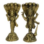 Vishnu Laxmi Standing With Shesnag Brass For | Handcrafted Deity Statue for Home Temple & Divine Blessings
