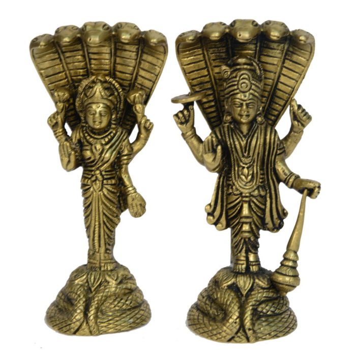 Vishnu Laxmi Standing With Shesnag Brass For Idol | Deity Idol Exclusive Collection - Image 1