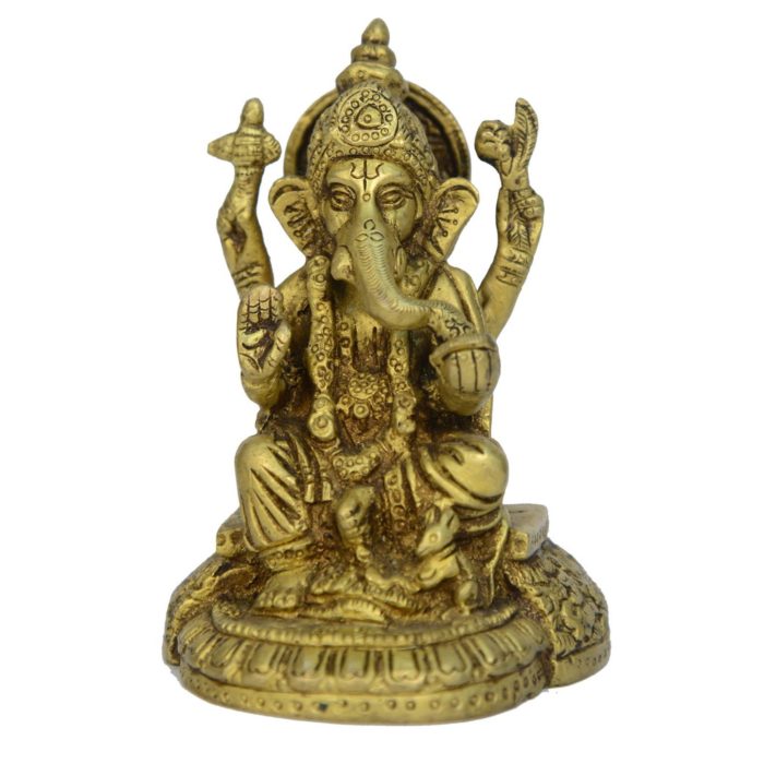 Ganesha Sitting Medium Brass Idol | Deity Idol Exclusive Collection - Image 1