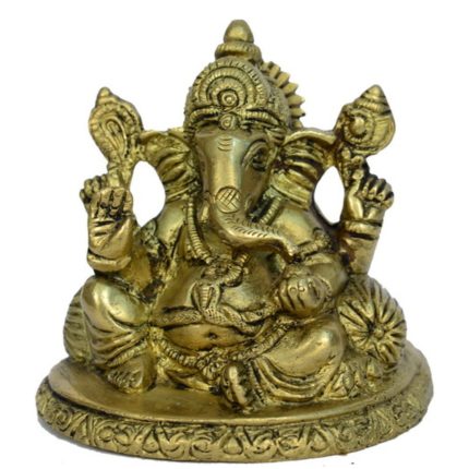 Ganesha With Takiya Brass Idol | Deity Idol Exclusive Collection