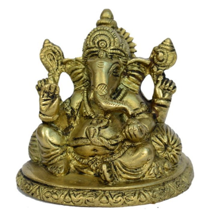 Ganesha With Takiya Brass Idol | Deity Idol Exclusive Collection - Image 1