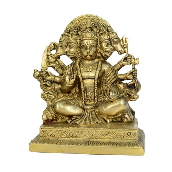 Panchmukhi Hanuman God Brass Collectible  Idol | Deity Idol Exclusive Collection - Image 1