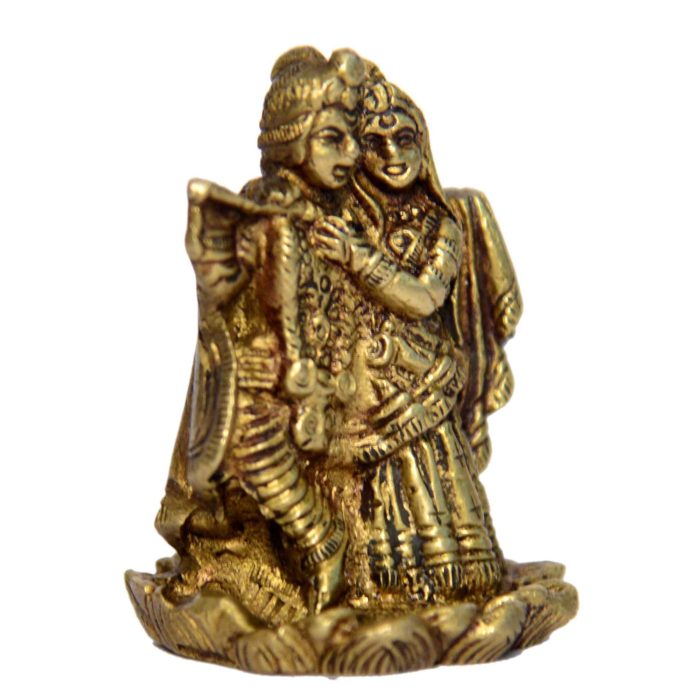 Radha Krishna Standing On Kamal Small Brass  Idol | Deity Idol Exclusive Collection - Image 1
