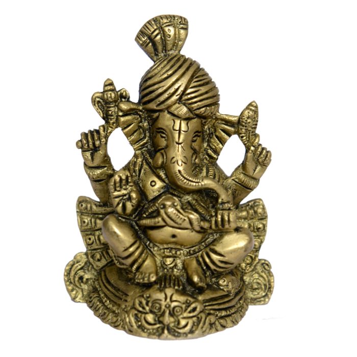 Paghadi (Turban) Ganesha Brass Idol | Deity Idol Exclusive Collection - Image 1