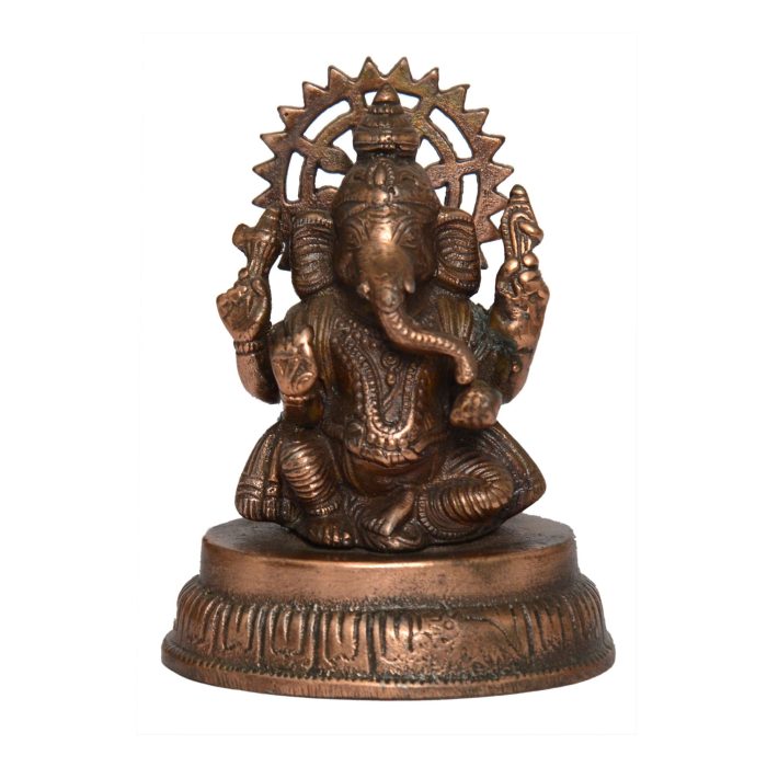 Lord Statue of Ganesh Round Base Black Metal  Idol | Deity Idol Exclusive Collection - Image 1