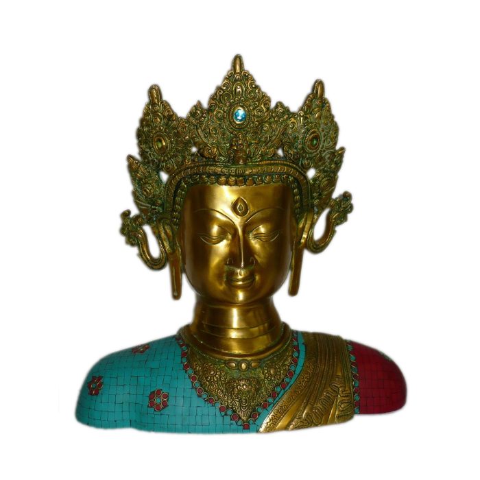 Buddha Face Brass & Stone Work Idol | Deity Idol Exclusive Collection - Image 1