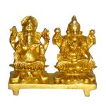 Ganesha & Lakshmi With Bajath On Kamal Sitting Brass | Traditional Ganesha Brass Murti for Obstacle Removal