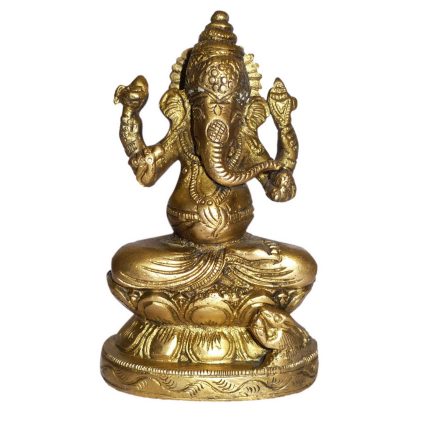 Ganesha Sitting On Kamal Small Brass  Idol | Deity Idol Exclusive Collection