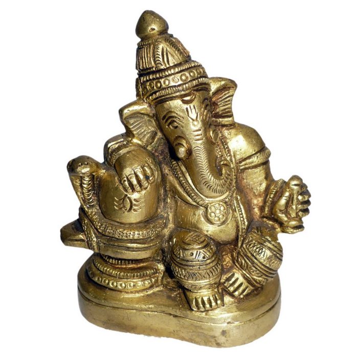 Shivling Ganesha Small Brass Idol | Deity Idol Exclusive Collection - Image 1