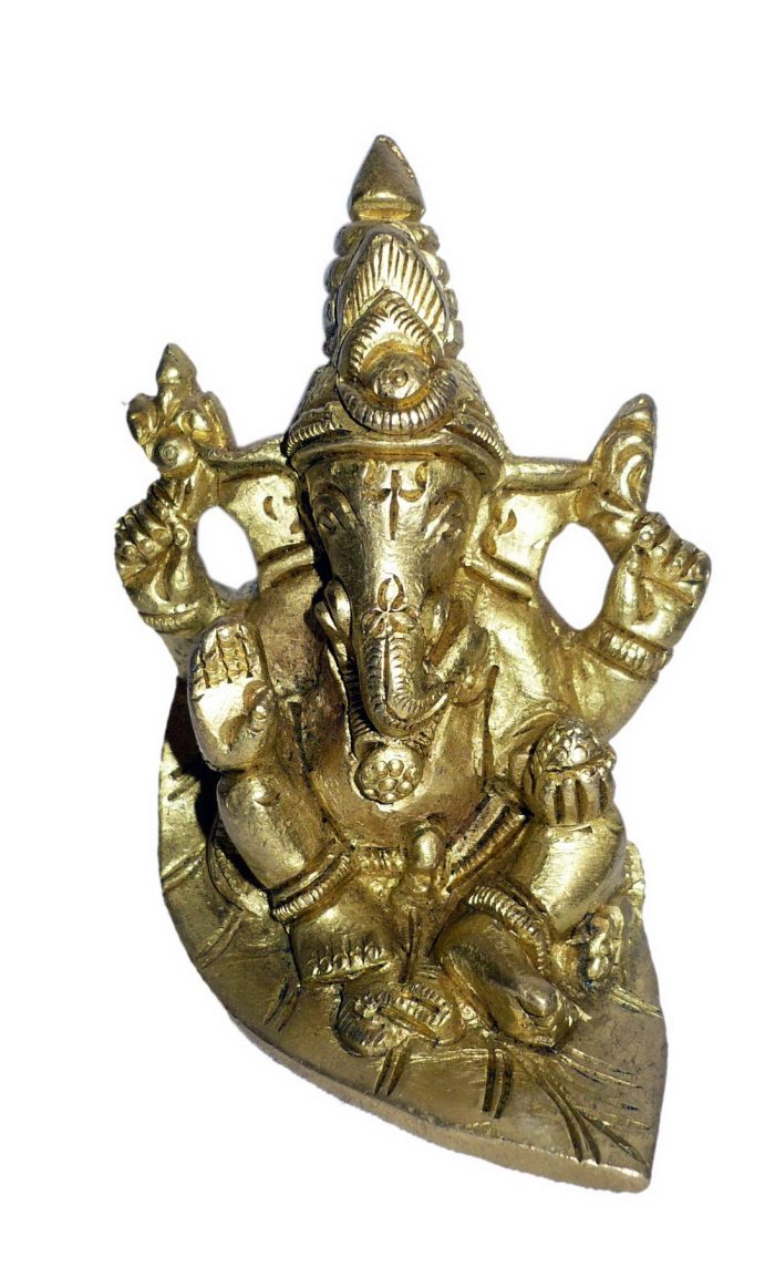 Ganesha Idol Sitting Pan Small Brass  Idol | Deity Idol Exclusive Collection - Image 1