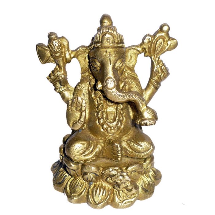 Kamal Sitting Ganesha Medium Brass  Idol | Deity Idol Exclusive Collection - Image 1