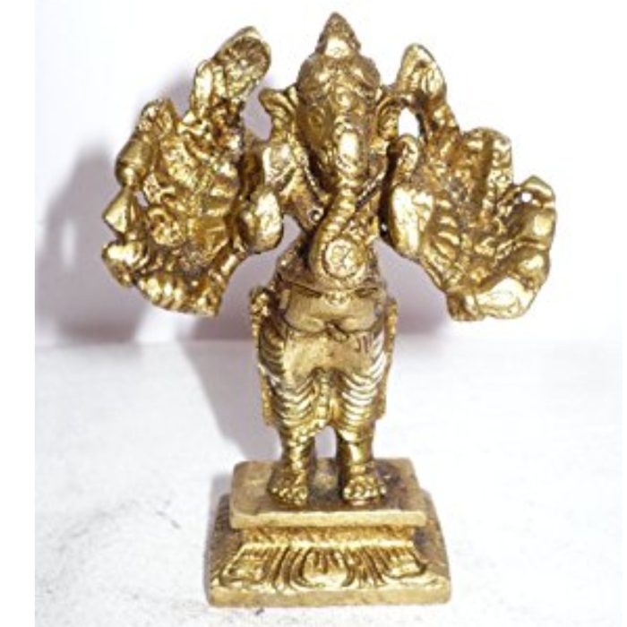 Ganesha Small 12 Hand Stand Brass Idol | Deity Idol Exclusive Collection - Image 1