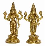 Statue Of Stand Laxmi Vishnu Brass | Handcrafted Deity Statue for Home Temple & Divine Blessings
