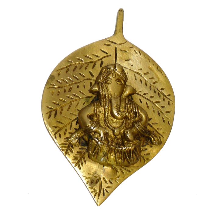 Ganesha Inside Leaf Hanging Brass Idol | Deity Idol Exclusive Collection - Image 1