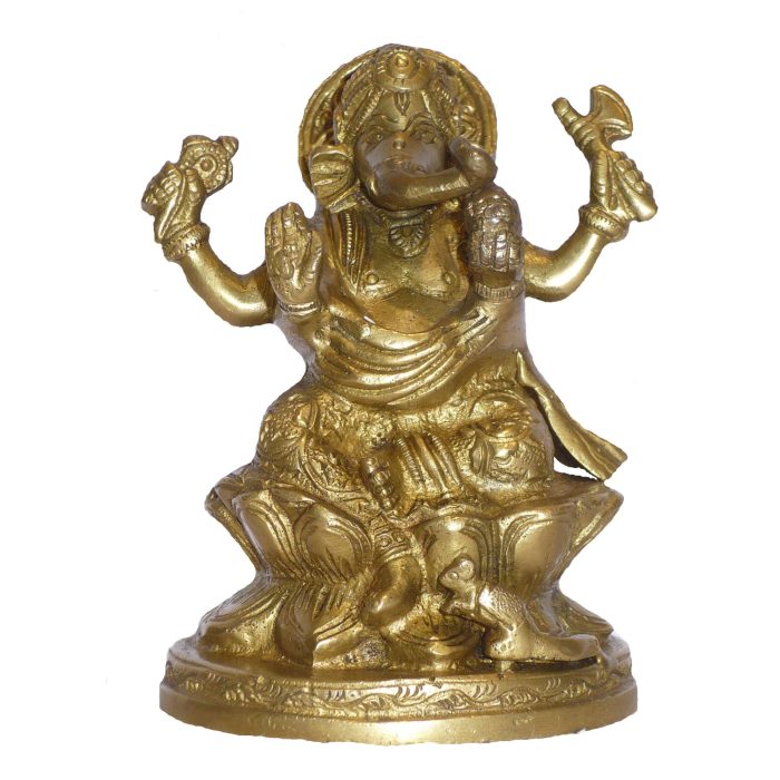 Ganesha Sitting On Kamal Medium Brass  Idol | Deity Idol Exclusive Collection - Image 1