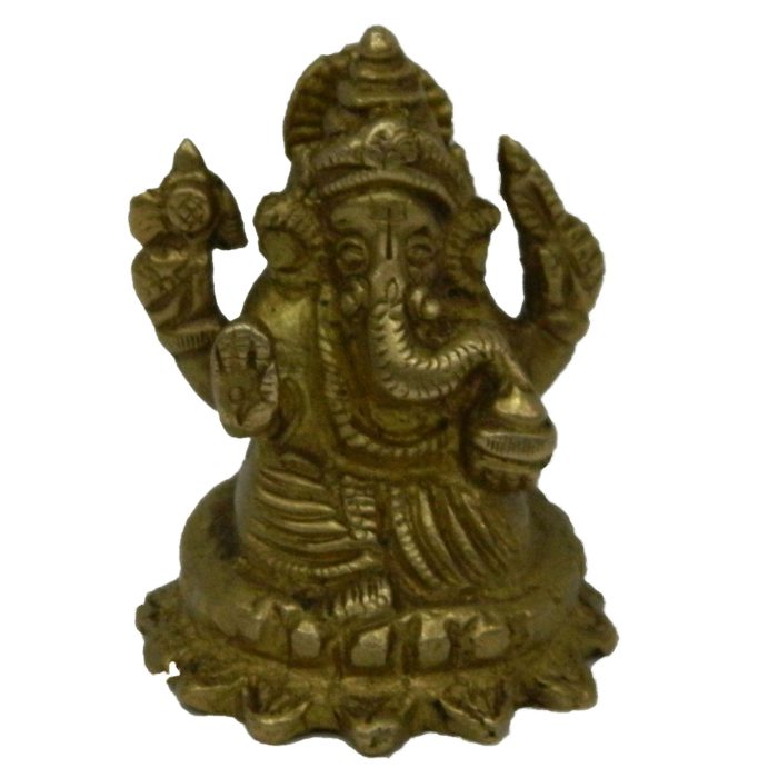 Ganesha Sitting On Kamal Medium Brass Idol | Deity Idol Exclusive Collection - Image 1