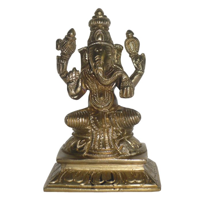 Ganesha Sitting Medium Brass Idol | Deity Idol Exclusive Collection - Image 1