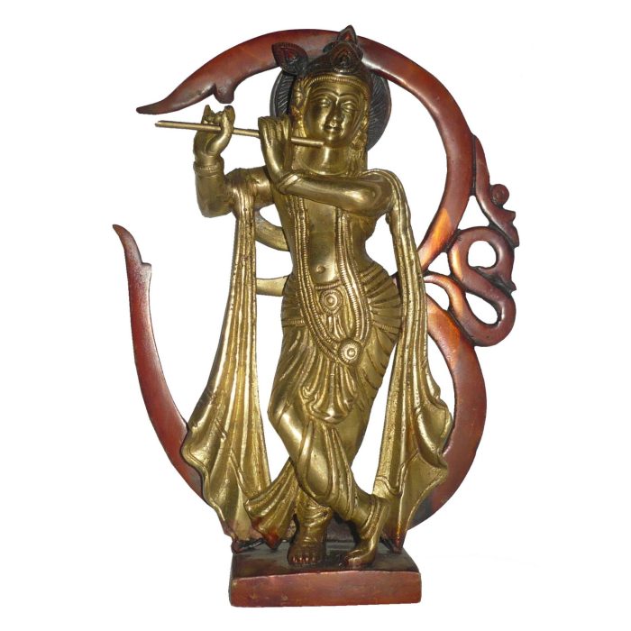 Krishna With Om Bajath Brass Idol | Deity Idol Exclusive Collection - Image 1