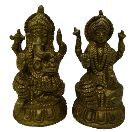 Ganesha Laxmi Sitting Pair Small Brass  Idol | Deity Idol Exclusive Collection
