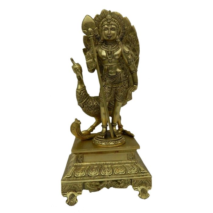 Peacock with kartike Standing Idol Brass  Idol | Deity Idol Exclusive Collection - Image 1