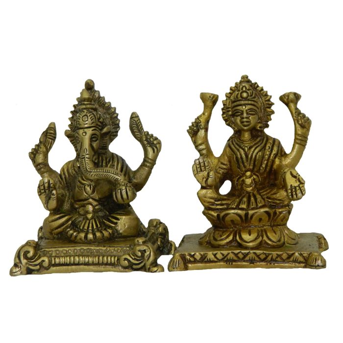 Ganesha Lakshmi Brass Idol | Deity Idol Exclusive Collection - Image 1