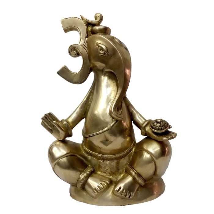 Om Ganesha Brass & Wooden Idol | Deity Idol Exclusive Collection - Image 1
